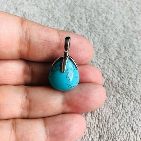 NWOT Ti Sento Turquoise and Sterling Silver Drop Pendant Charm (Large) - Picture 4 of 8